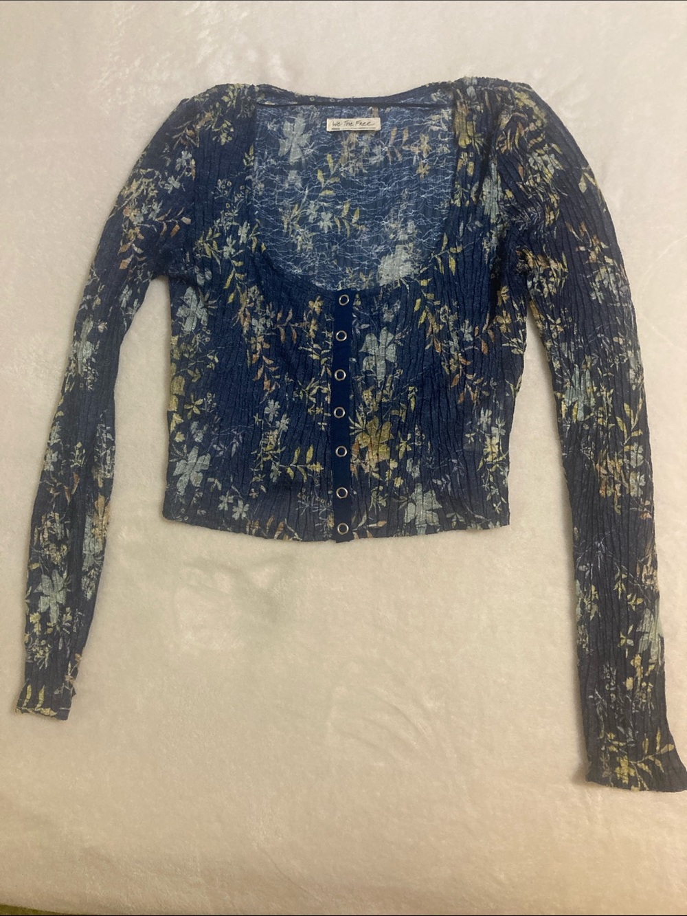 We the free long sleeve top, M, blue multicolor